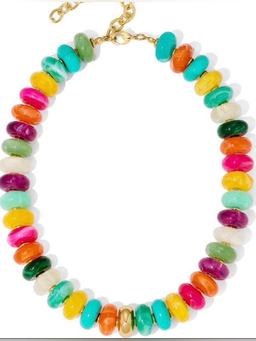 NWOT STATEMENT NECKLACE Colorful Beads with Gold Accents